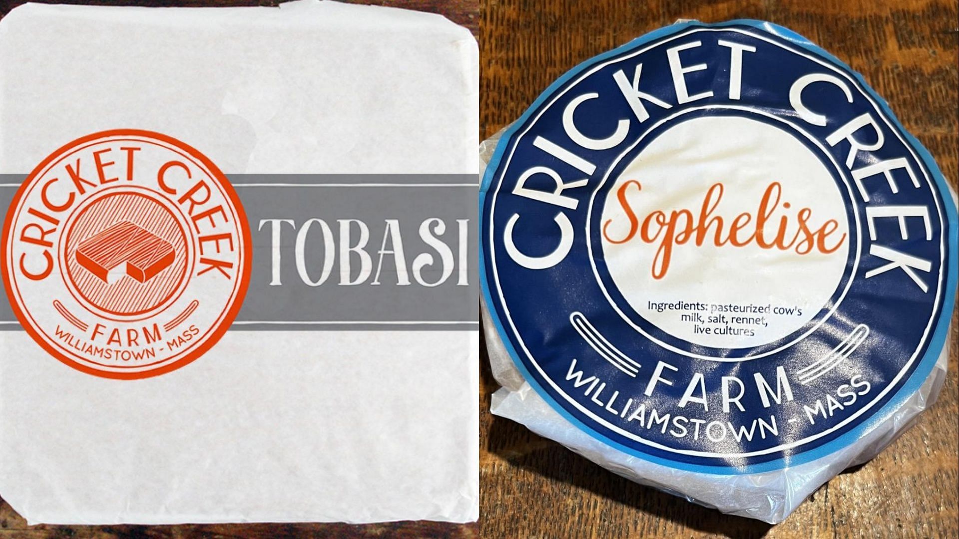 The recalled packs of Cricket Creek Farm&#039;s Tobasi and Sophelise cheese (Image via FDA)