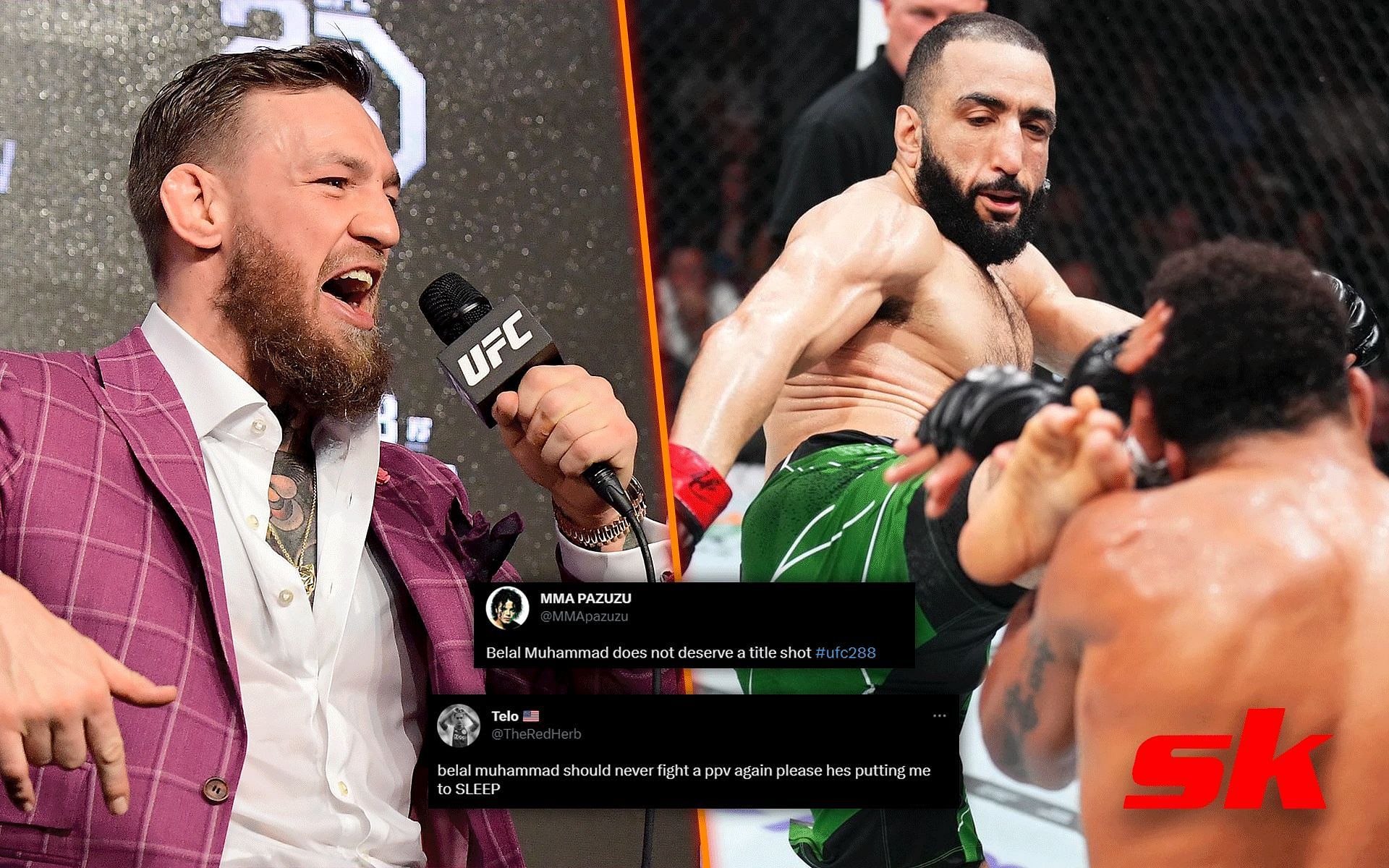 Conor McGregor unimpressed by Belal Muhammad vs. Gilbert Burns at UFC 288 [Image courtesy: @TheNotoriousMMA on Twitter, @ufc on Instagram] 