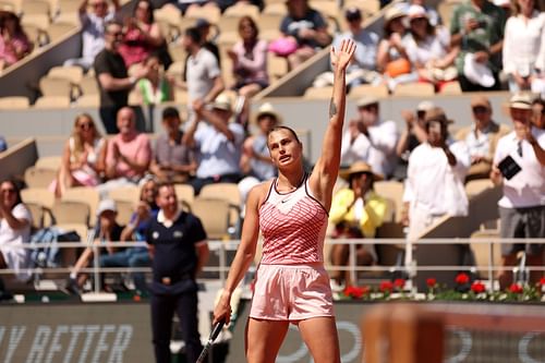 Aryna Sabalenka at the 2023 French Open .