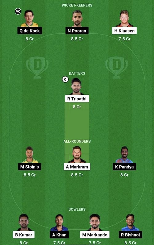 SRH vs LSG Dream11 Prediction Team, Head To Head League