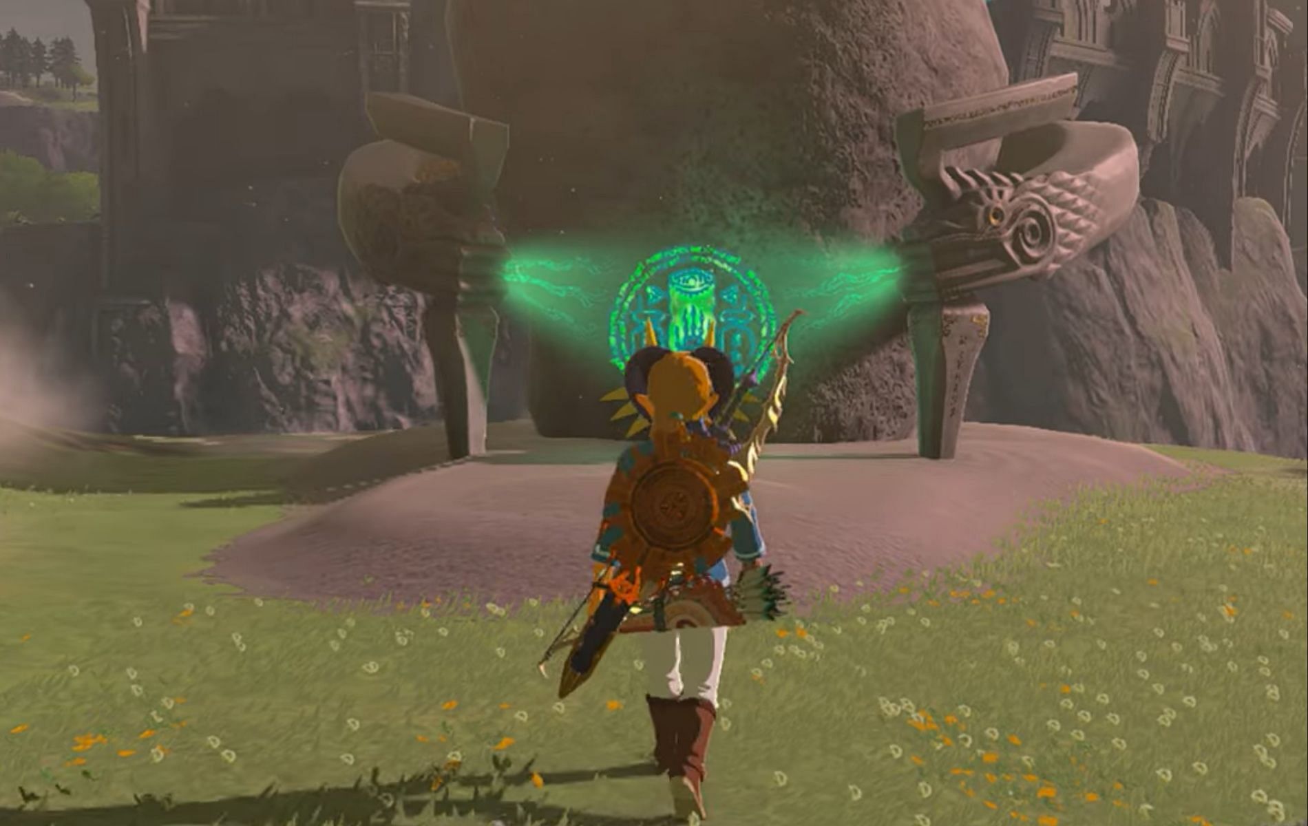 The Tsutsu-Um Shrine entrance in The Legend of Zelda Tears of The Kingdom (Image via Nintendo/YouTube: 100% Guides)