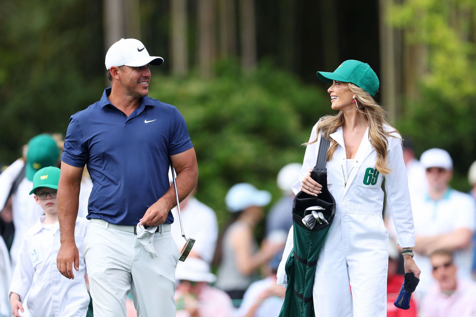Brooks Koepka and his wife Jenna Sims at The Masters - Preview, 2023 (Image via Getty).