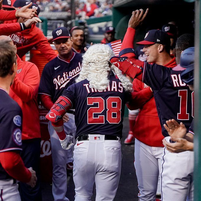 All Washington Nationals running in to celebrate the 2019 World