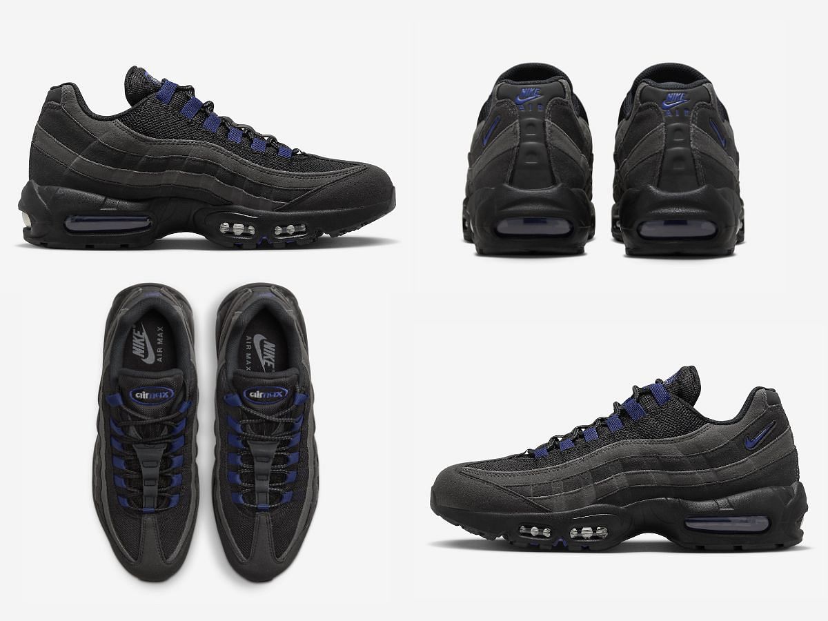 The upcoming Nike Air Max 95 &quot;Blue Jewel&quot; sneakers come clad in black and royal blue hues (Image via Sportskeeda)