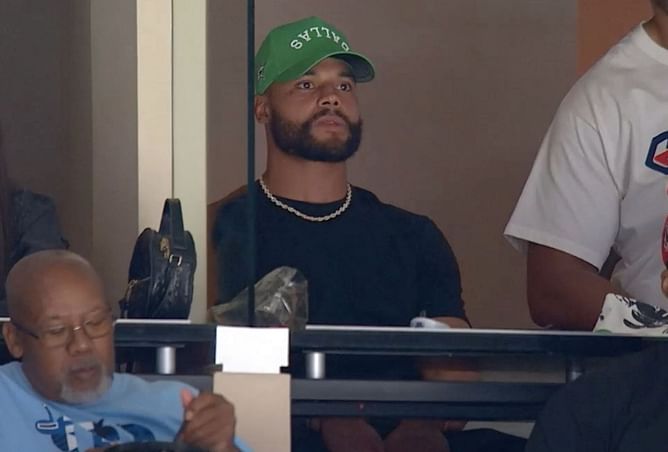 IN PHOTOS: Cowboys QB Dak Prescott in attendance for Game 3 of Dallas Stars vs Vegas Golden Knights