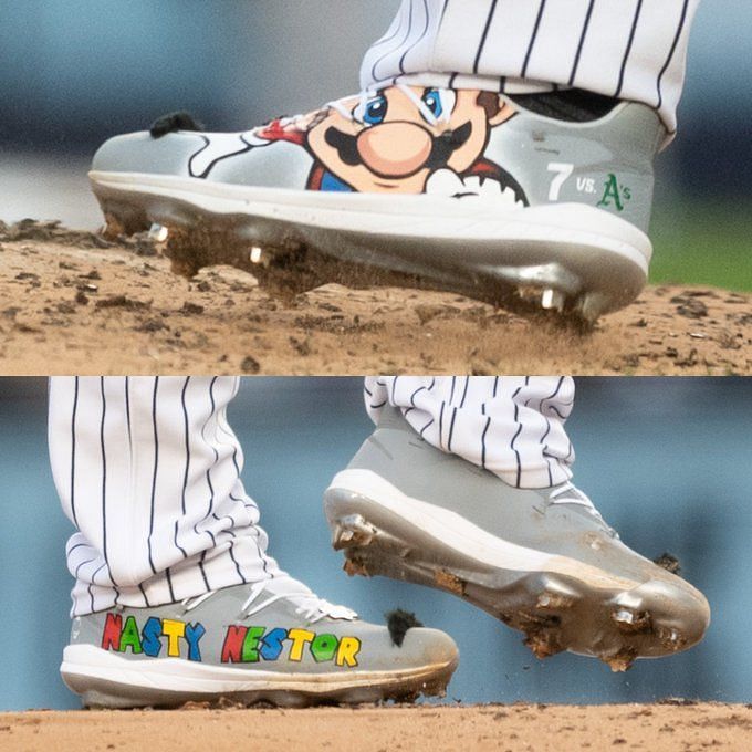 Nestor Cortes debuts mustache-themed cleats - ABC7 New York