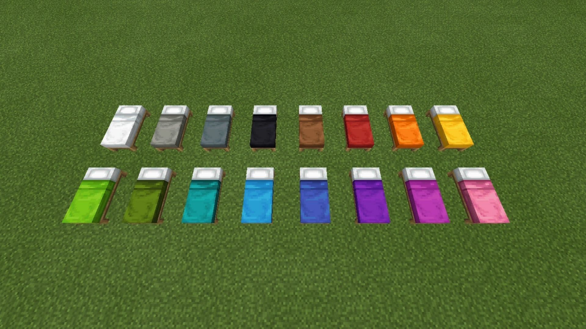 New colors can be applied to beds, carpets, and wool blocks that have already been colored using dyes in Minecraft 1.20 update (Image via Mojang)