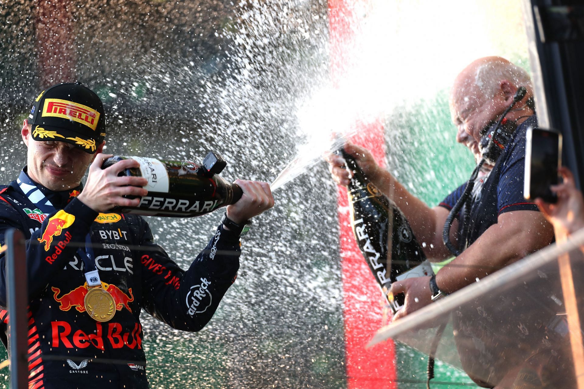 Marshall celebrating with Max Verstappen in Australia (Photo by Peter Fox/Getty Images)