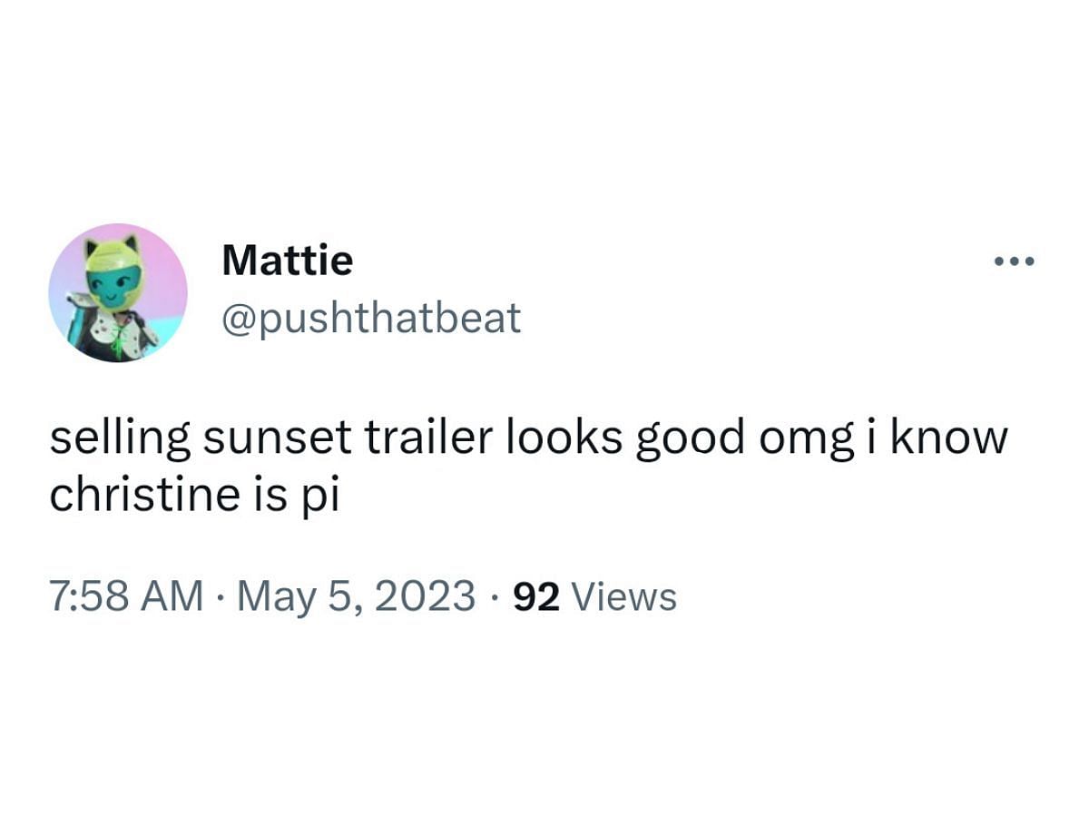 A Fan reacts to Season 6 of Selling Sunset trailer (Image via Twitter)