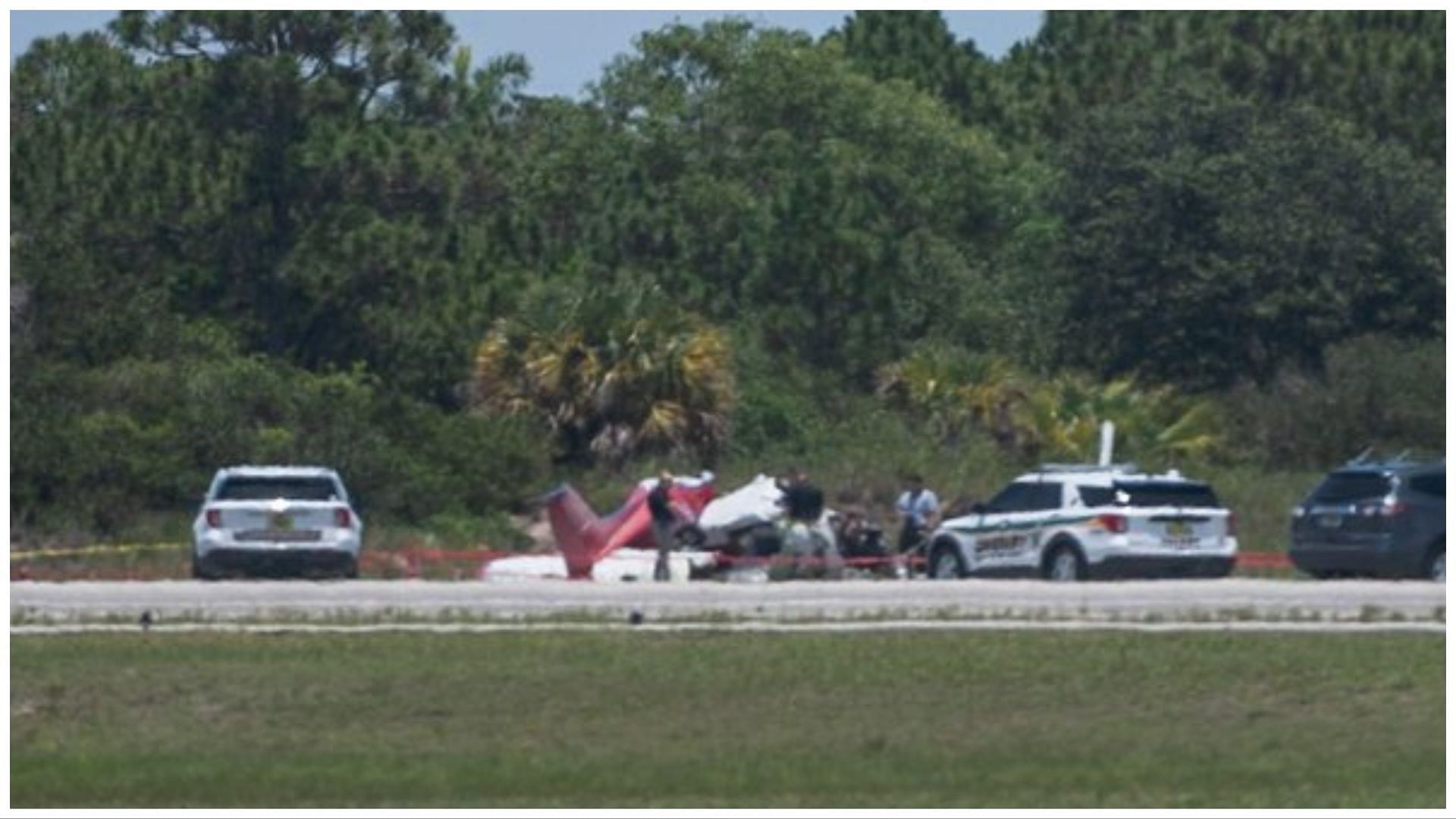 A plane crashed at Lantana Airport and killed two people on Friday, (Image via Kati Kokal/Twitter)