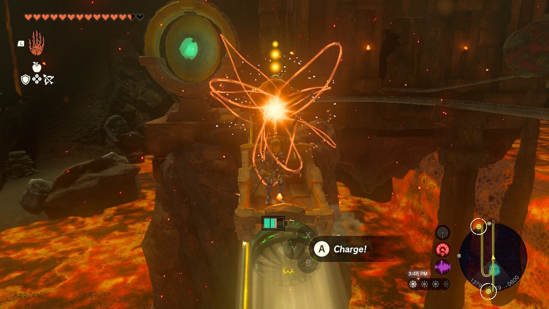 Yunobo charges forward dealing fire damage (Image via The Legend of Zelda Tears of the Kingdom)