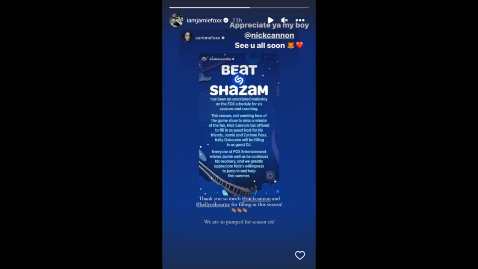 Screenshot of Jamie Foxx&#039;s Instagram story.