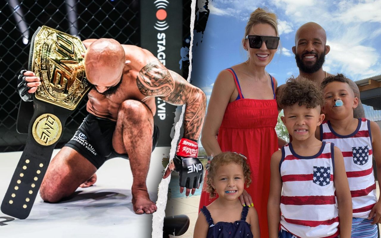 Demetrious Johnson with his wife Destiny and their kids Tanyth, Tyron, and Maverick.