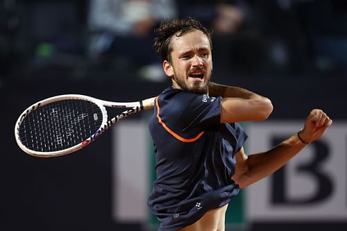 Daniil Medvedev in action at the Italian Open