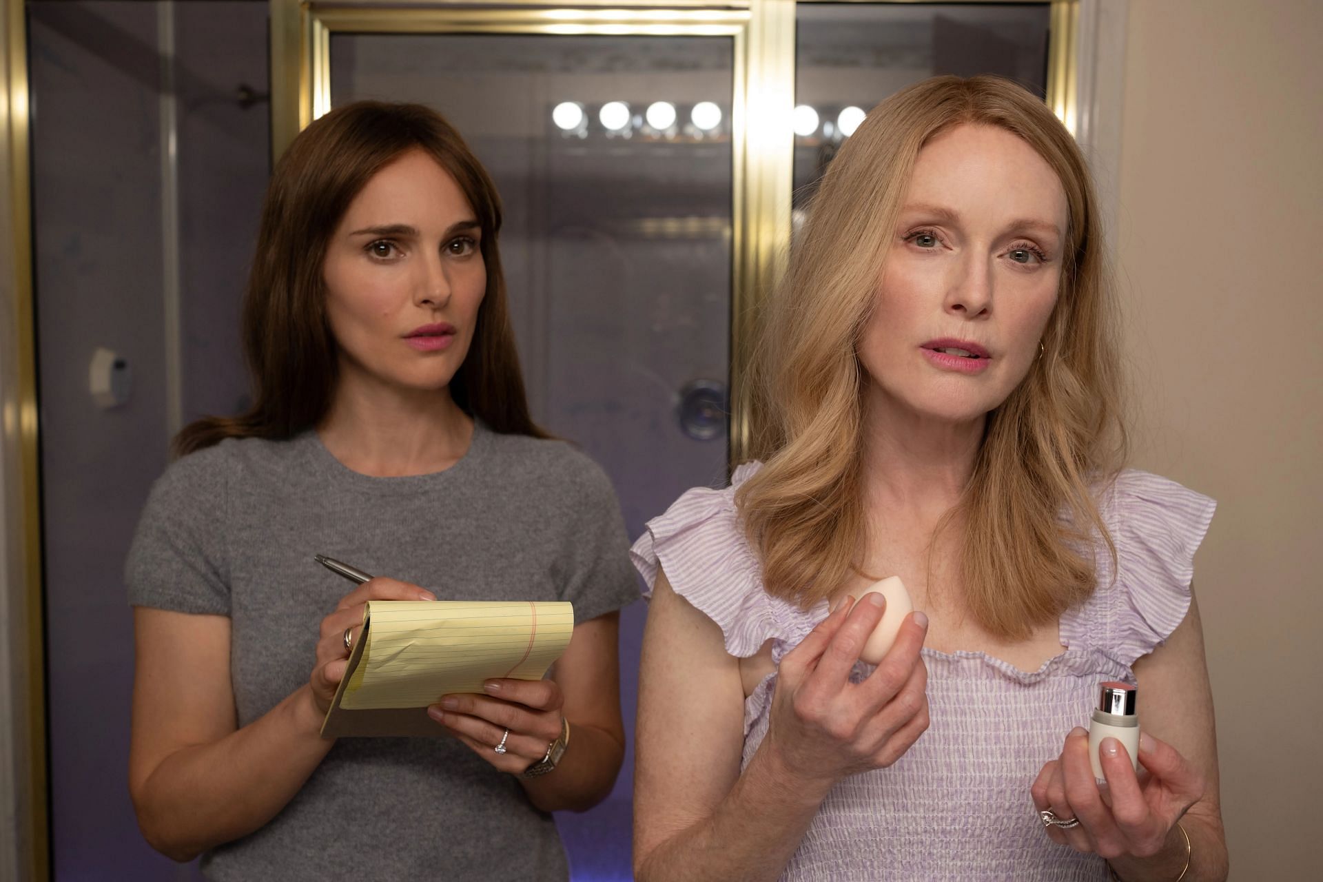 Scene from May December featuring Natalie Portman and Julianne Moore (image via IMDB)