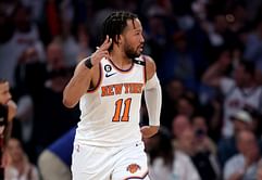 Watch - Jalen Brunson hits an insane three off the glass from the corner in Game 4
