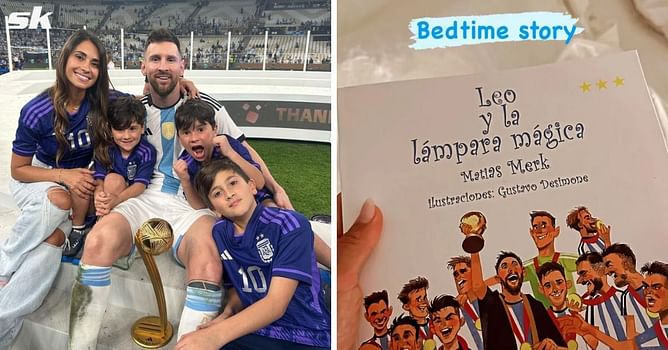 "Leo and the magic lamp" - Antonella Roccuzzo reads book on Lionel Messi's 2022 FIFA World Cup triumph to her kids before bedtime