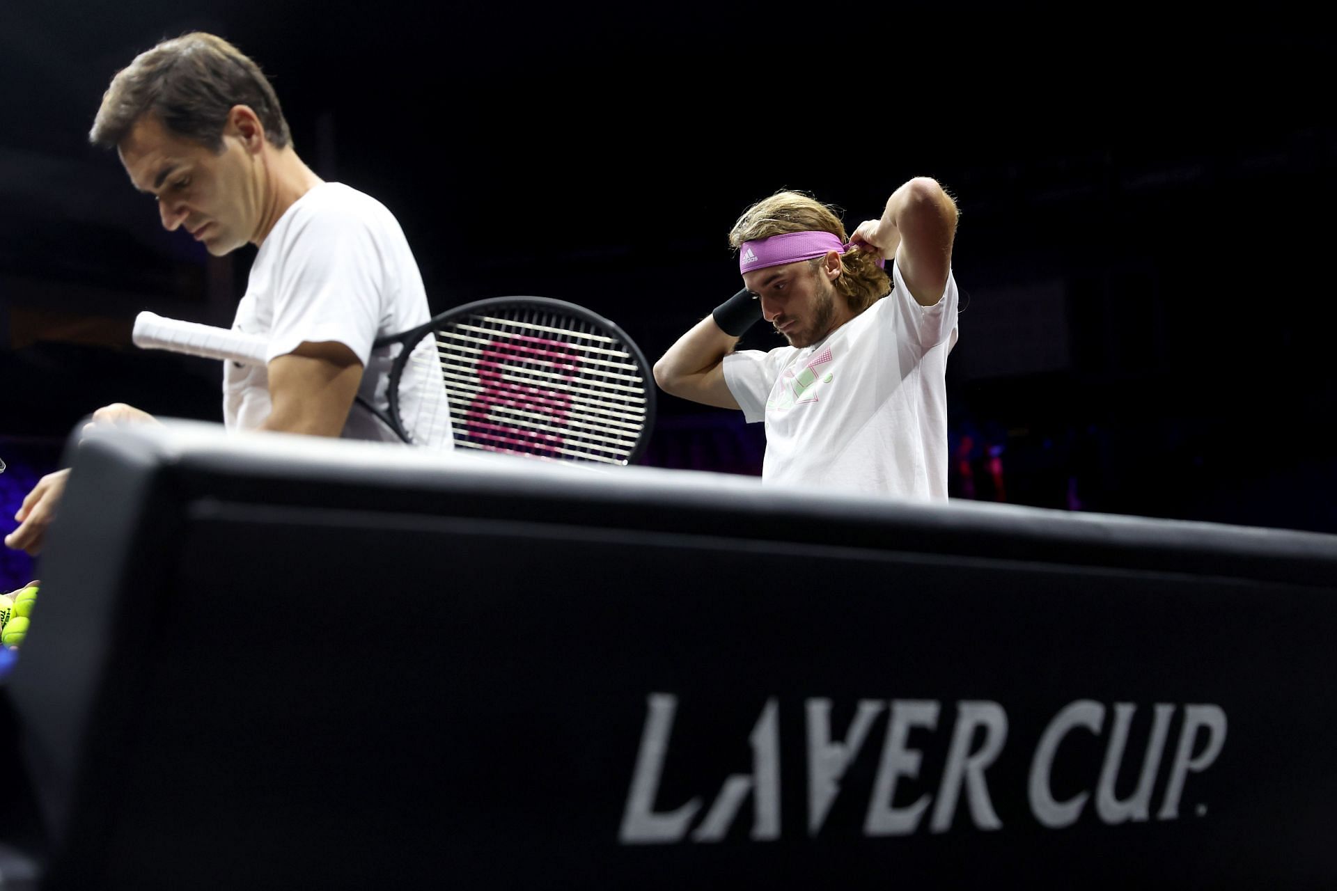 Stefanos Tsitsipas and Roger Federer at the 2022 Laver Cup.