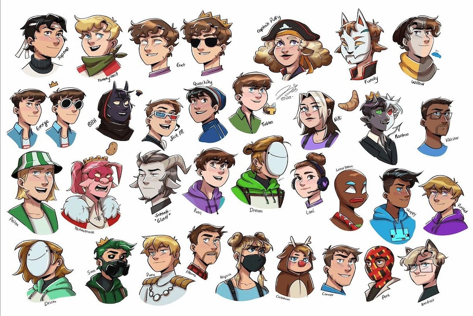 DSMP characters (Art by sp_ace_bar on Twitter)