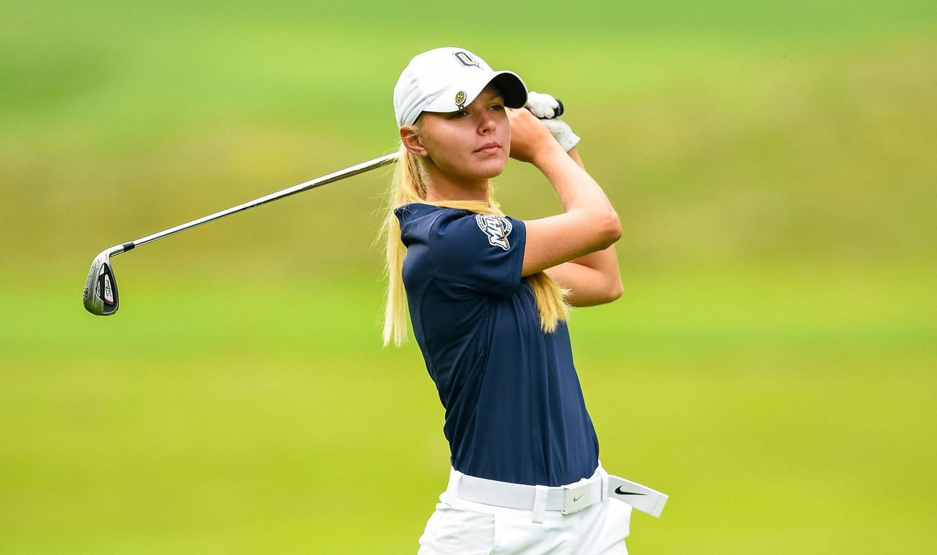 Julia Kemmling, Wyndham Clark&rsquo;s wife, a former golf assistant coach and college player (Image via gobobcats.com). 