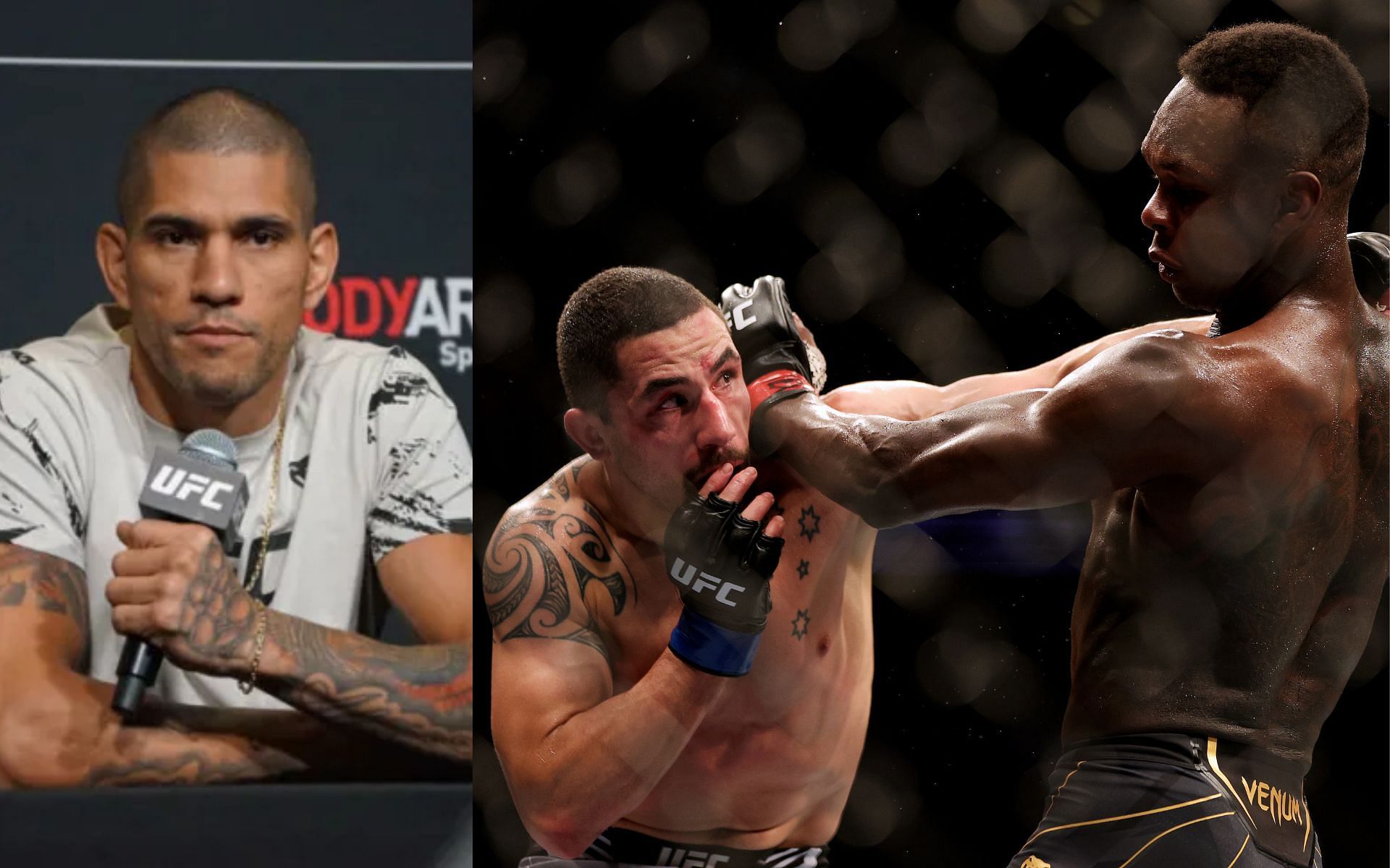 Alex Pereira (left) and Israel Adesanya vs. Robert Whittaker (right). [Images courtesy: left from YouTube FanSided MMA and right from Getty Images]