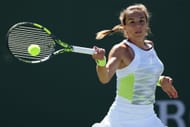 Lucia Bronzetti in action at the BNP Paribas Open