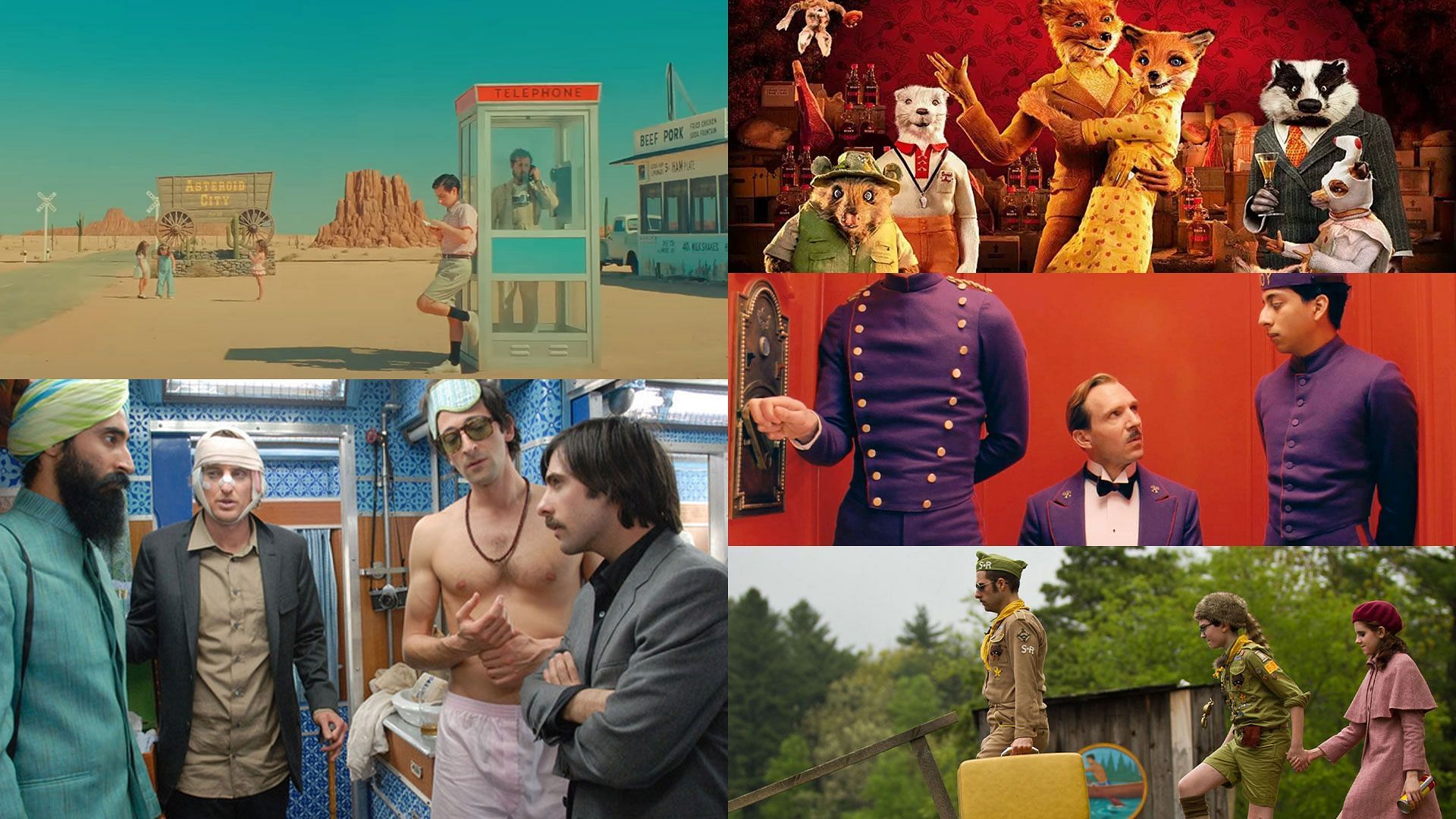 Collage of scenes from Wes Anderson