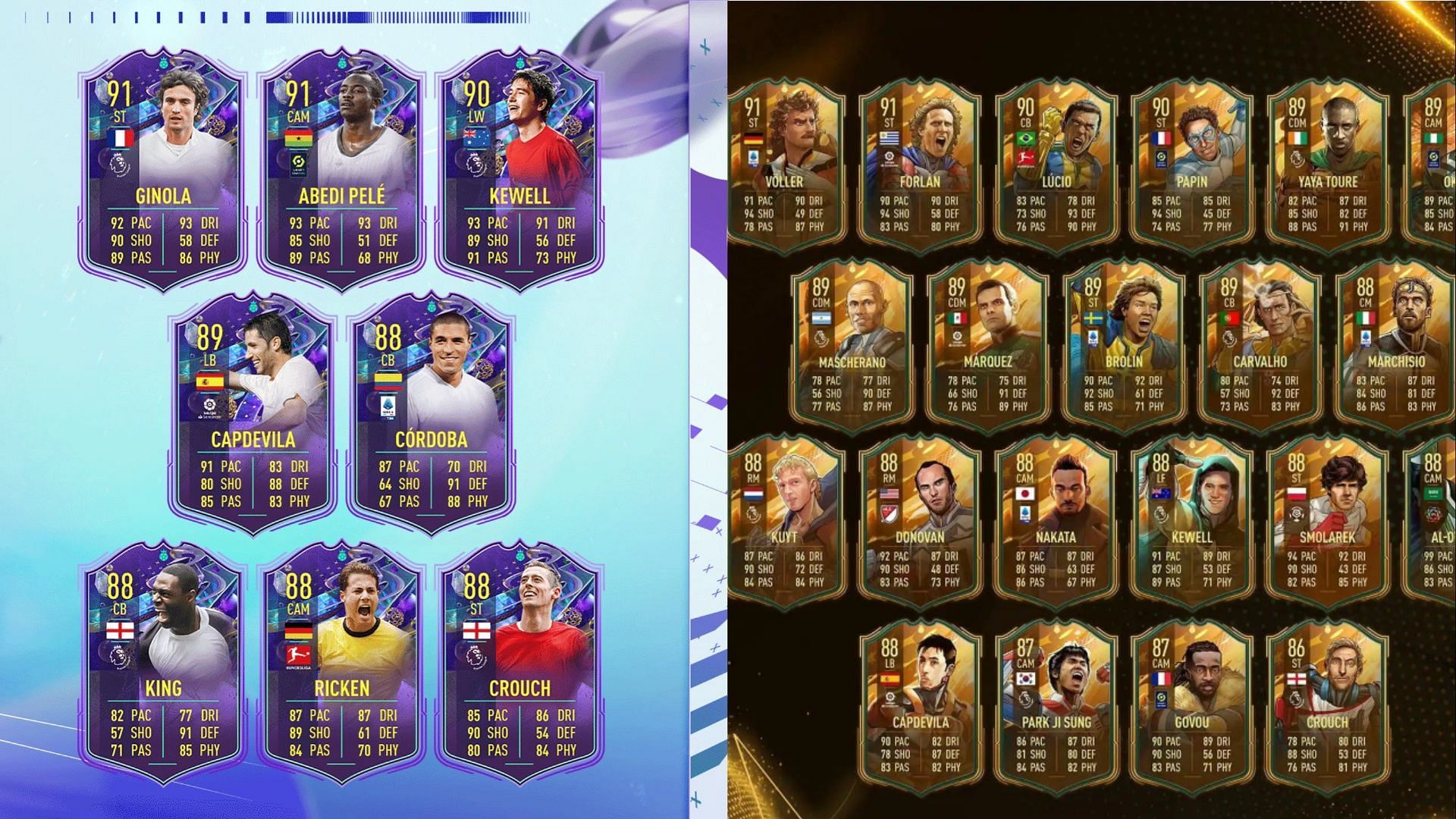 The 88+ FIFA World Cup, FF or TT Hero Player Pick SBC has a huge pool of special FIFA 23 cards (Images via EA Sports)