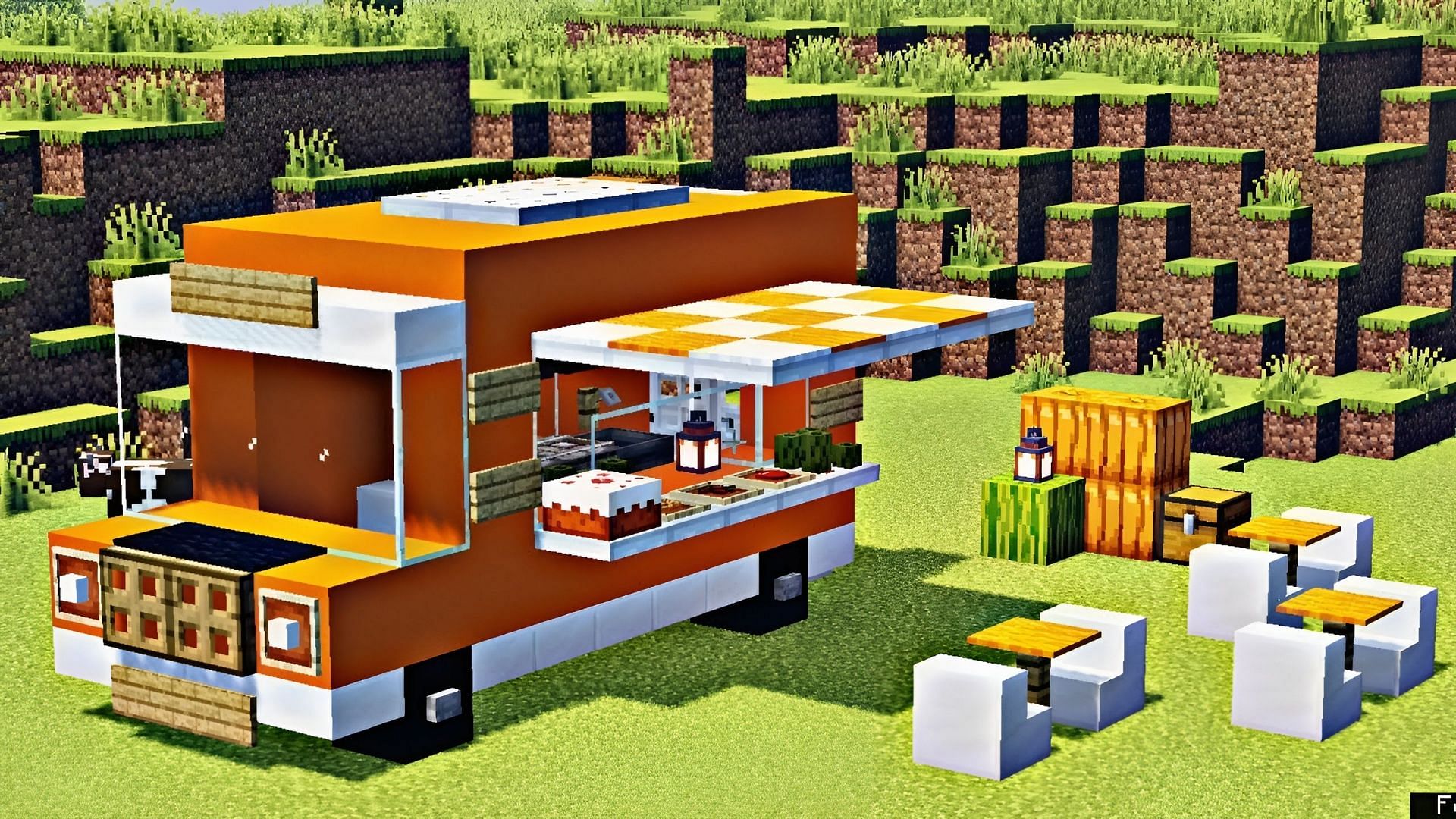 Food trucks are unique Minecraft builds (Image via Youtube/Games Ada