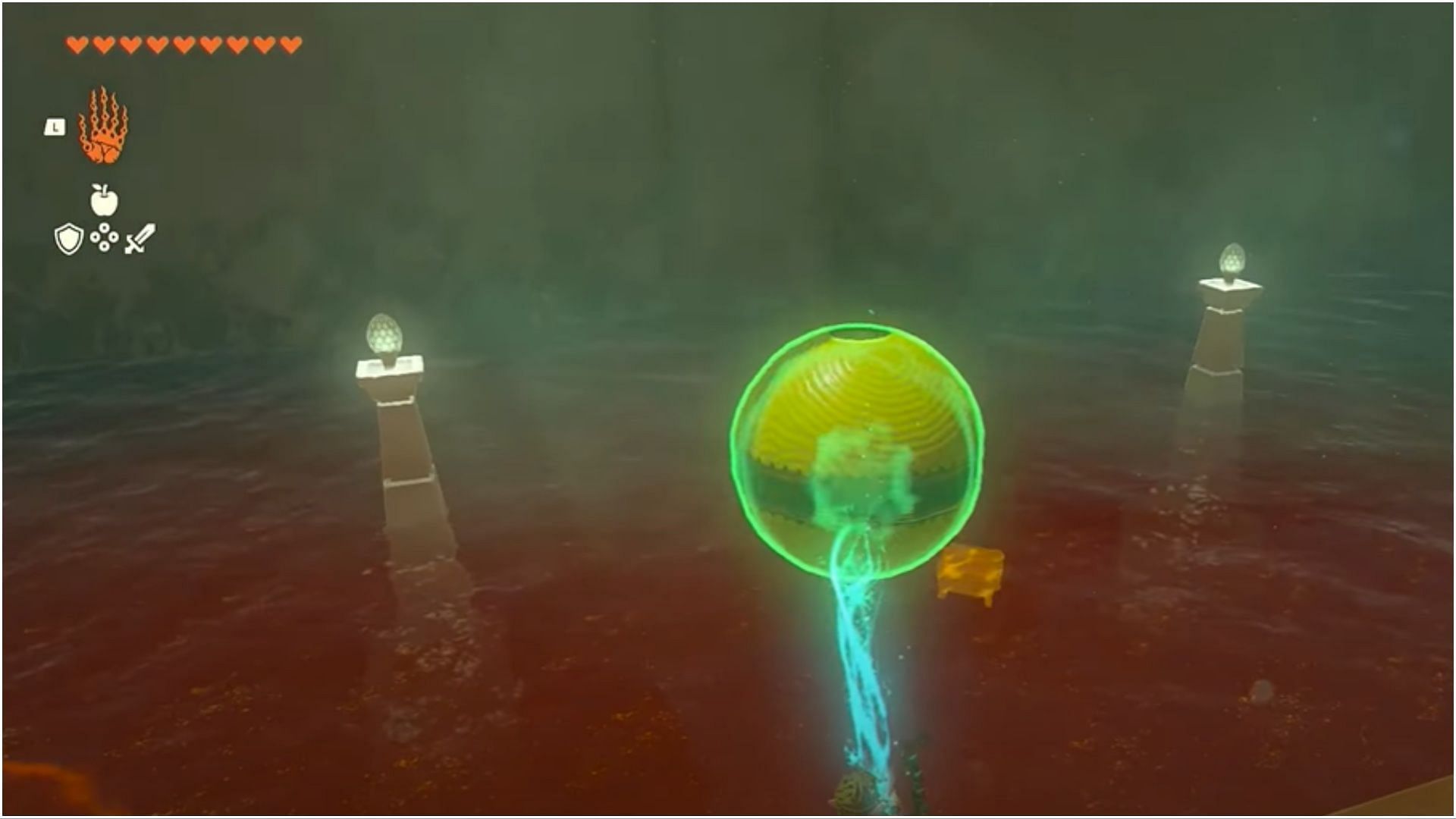 Underwater treasure chest lying at the bottom of the water (Image via The Legend of Zelda Tears of The Kingdom)