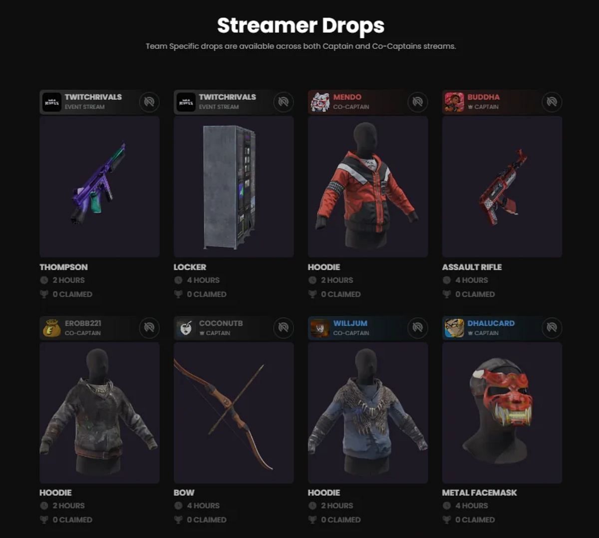 Twitch Rivals 3 - Streamer specific drops (Image via Facepunch Studios)