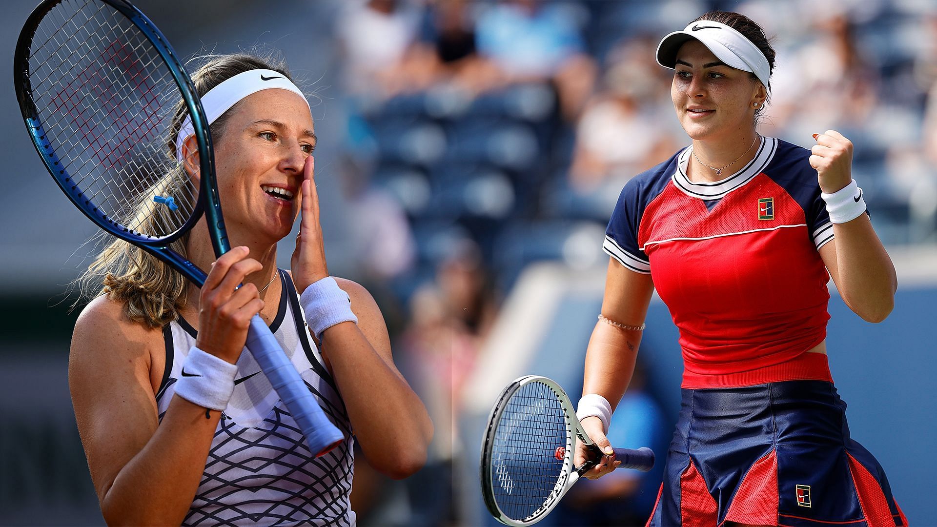 Victoria Azarenka (L) and Bianca Andreescu