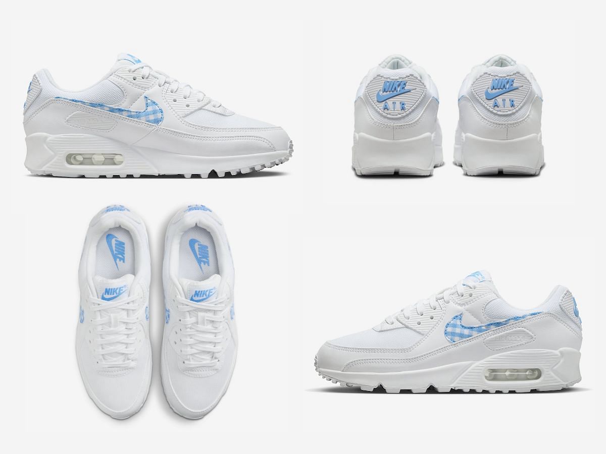 The upcoming Nike Air Max 90 &quot;Blue Gingham&quot; sneakers capture the spirits of Summer 2023 (Image via Sportskeeda)