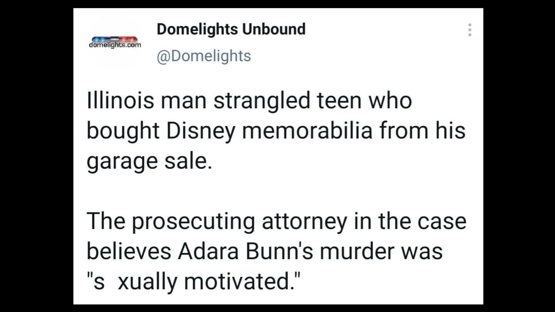 Adara Bunn was lured to Jensen&#039;s house where she was strangled to death. (Image via Domelights Unbound/Twitter)