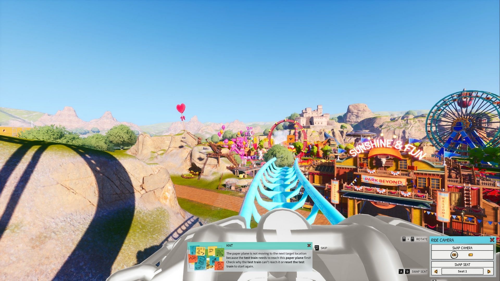 Instead of just waiting for a rollercoaster to test itself in Park Beyond, why not take a ride? (Image via Bandai Namco)