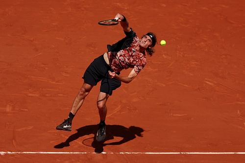 Stefanos Tsitsipas pictured at the 2023 French Open - Day One.