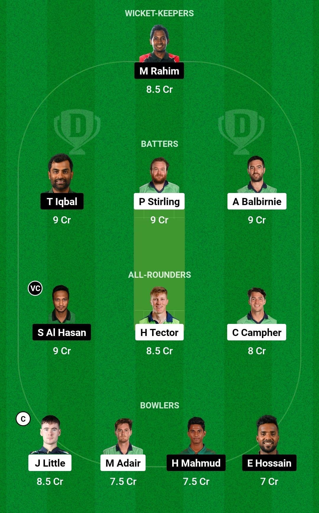 IRE vs BAN Dream11 Prediction Team, Head To Head League