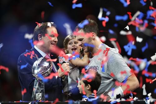 Tom Brady after the Patriots won Super Bowl LIII - his final one with the team