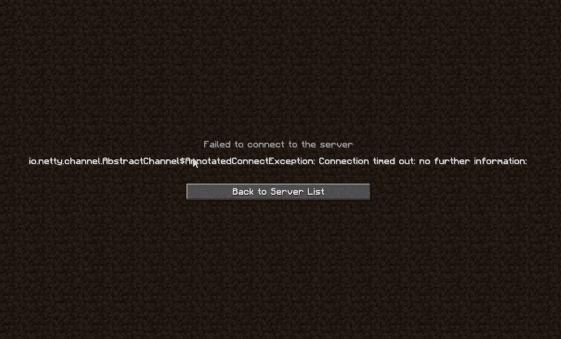 Failed to Connect to Server in Minecraft (Image via Mojang)