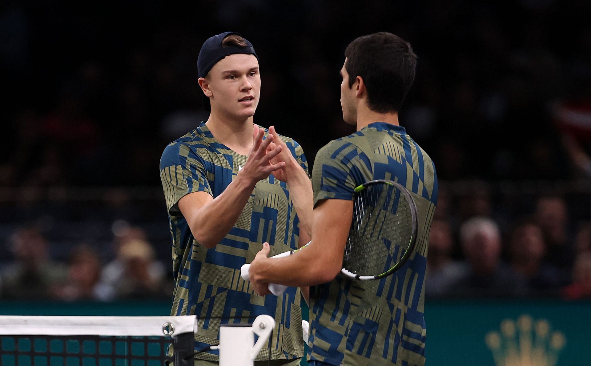 Holger Rune and Carlos Alcaraz at the 2023 Paris Masters