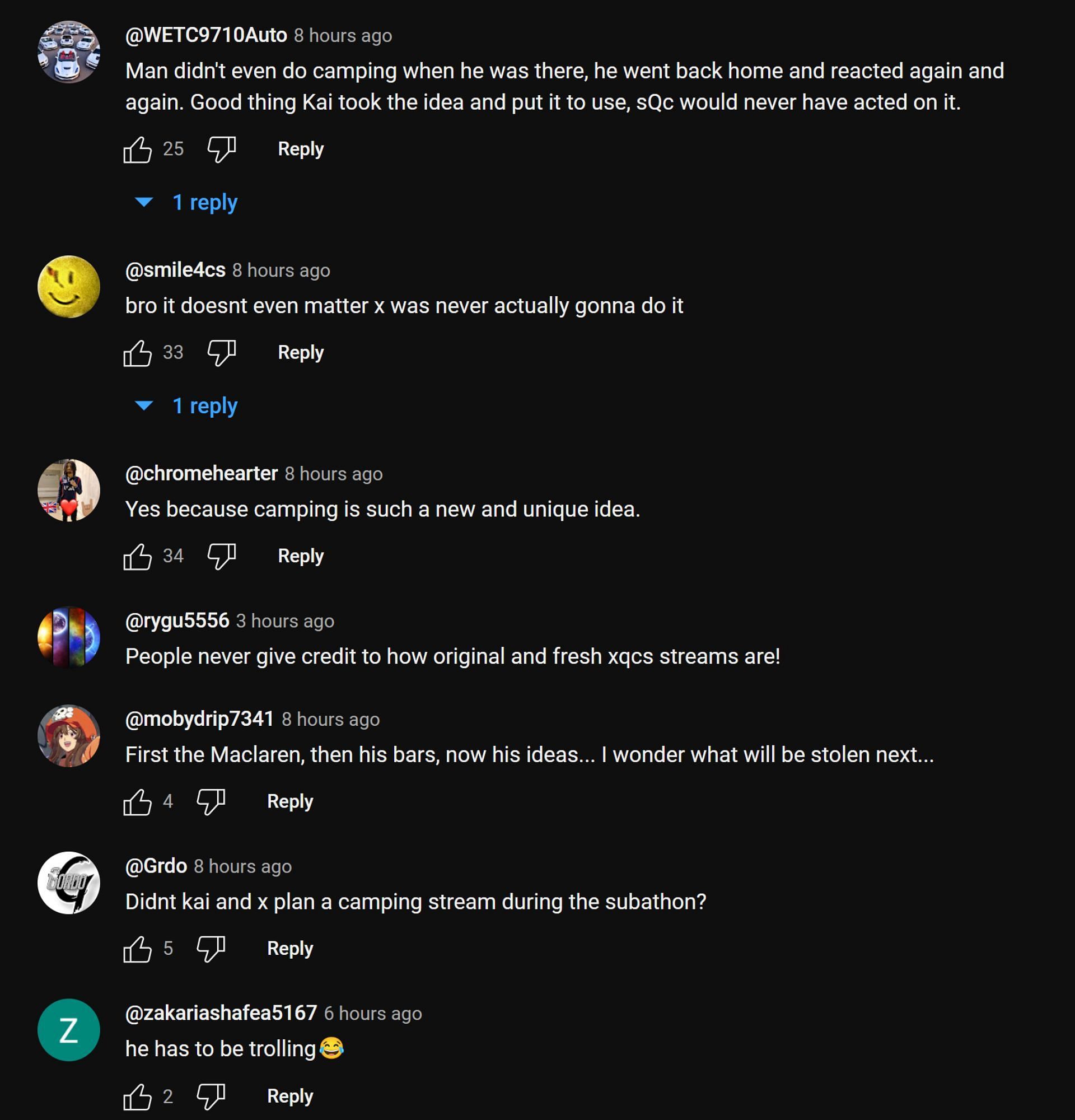 Fans in the YouTube comments section sharing their thoughts on the streamers&#039; interaction (Image via xQc Clips/YouTube)