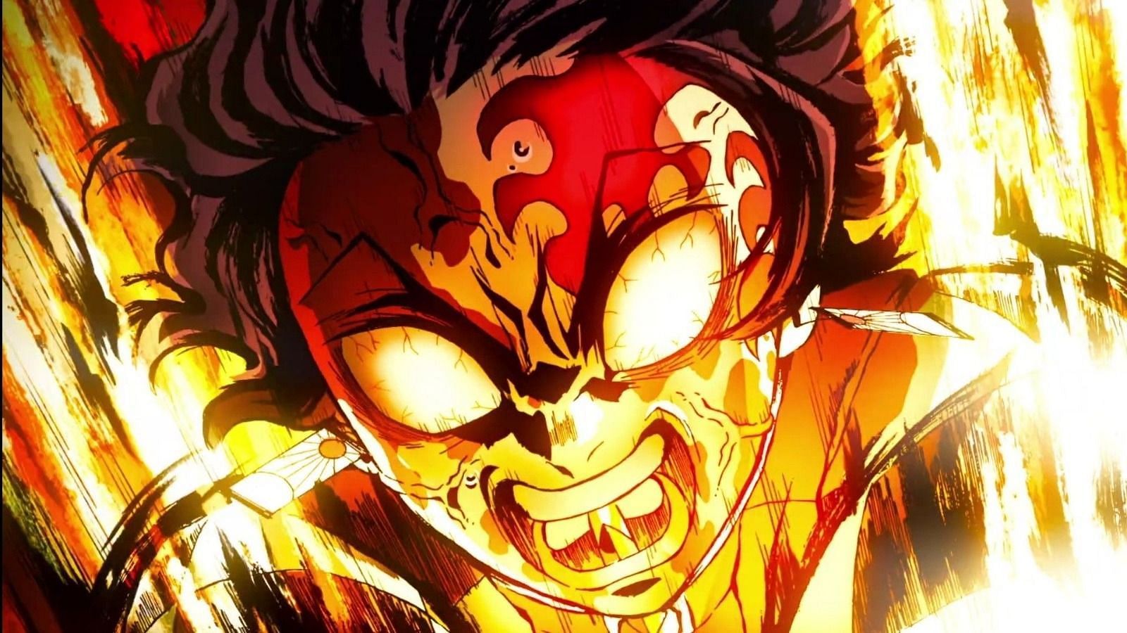 Tanjiro activating the powers of the demon-slayer mark. (Image via Ufotable)