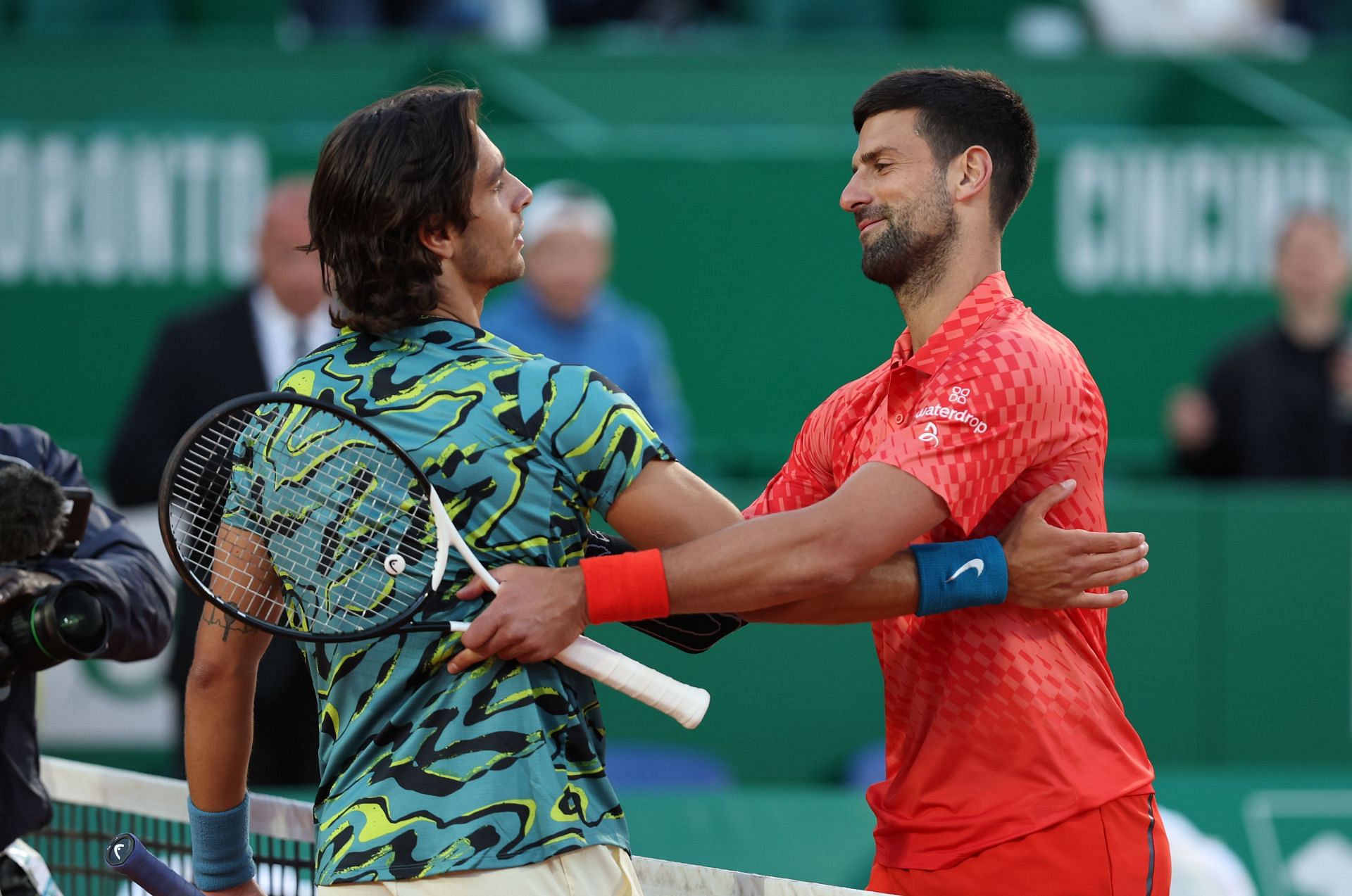 Djokovic (right) lost to Musetti in the Monte-Carlo third round.