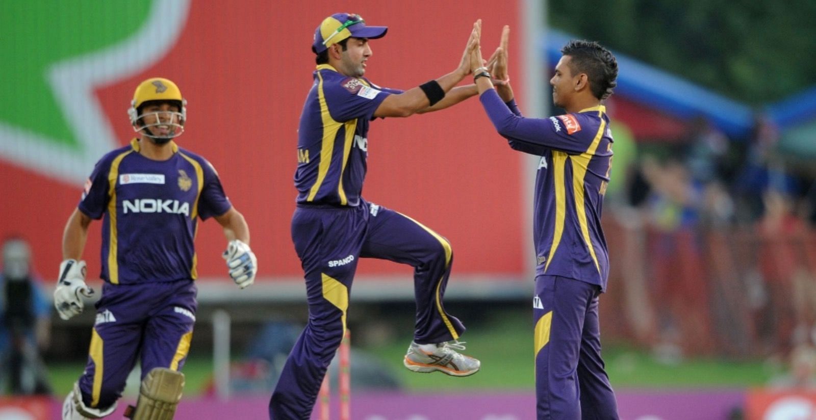 Sunil Narine (R) became instantly popular upon joining the Kolkata Knight Riders.