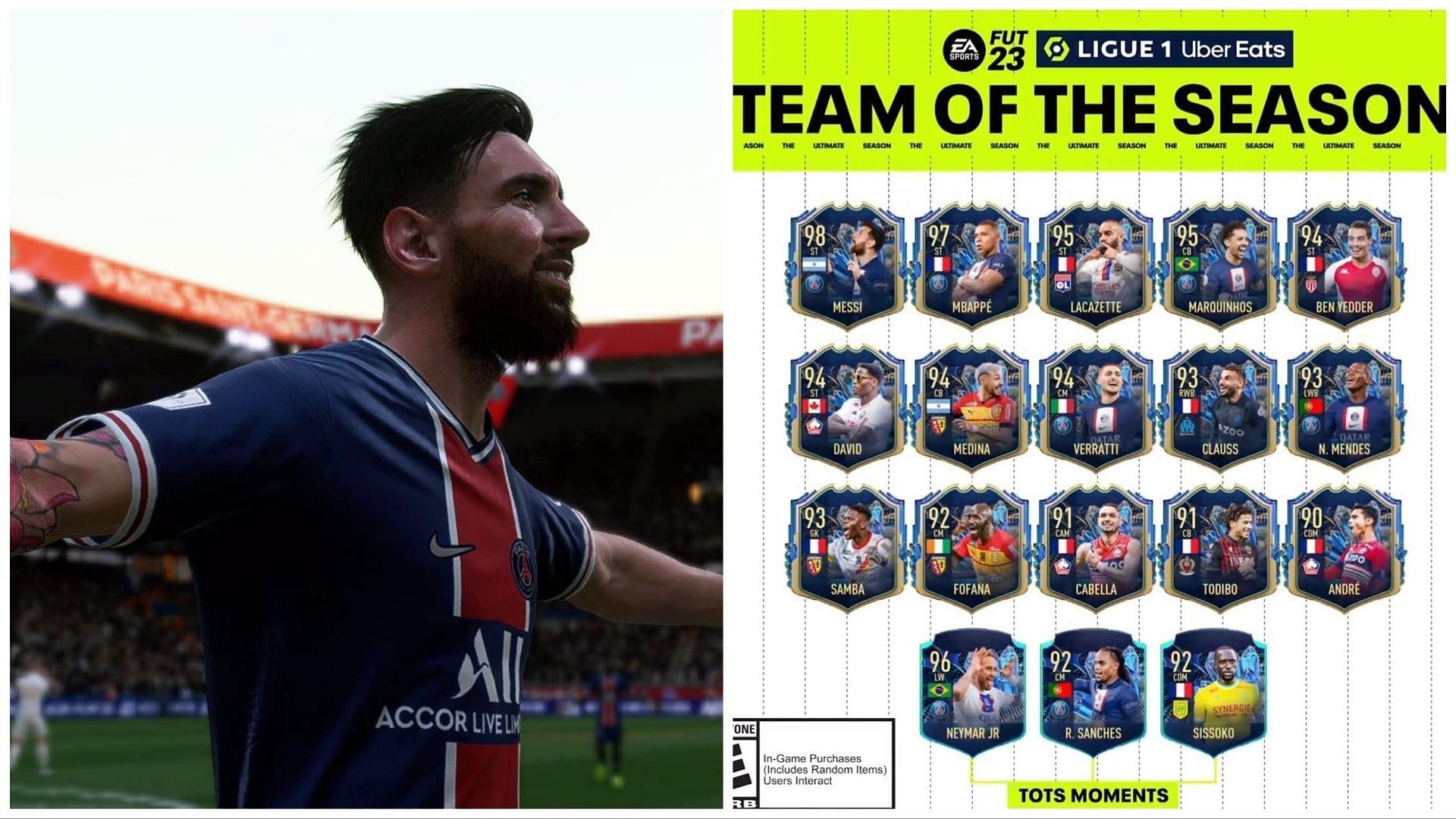 Ligue 1 TOTS is live in FIFA 23 (Images via EA Sports)