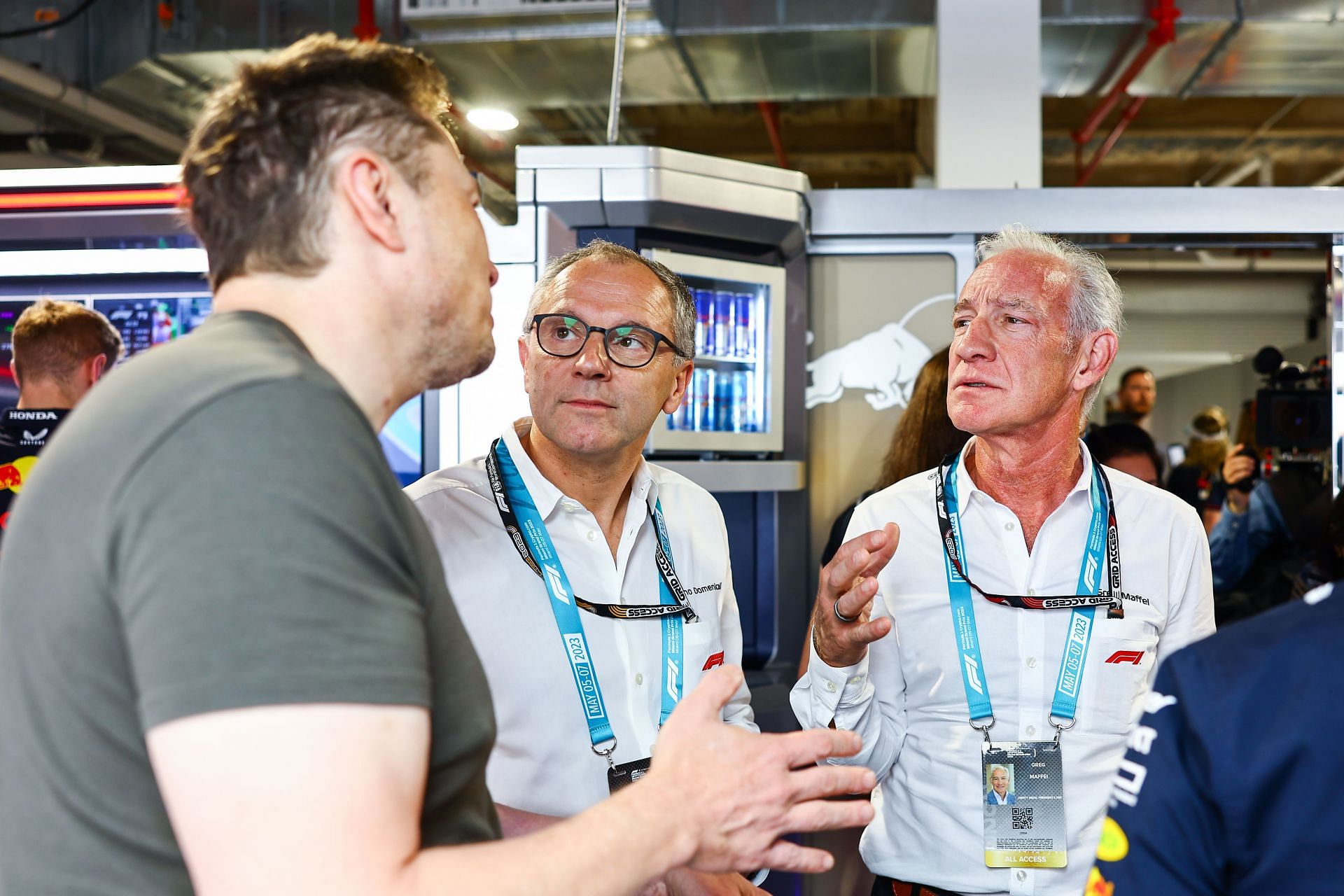 Greg Maffei (right) at the Miami GP