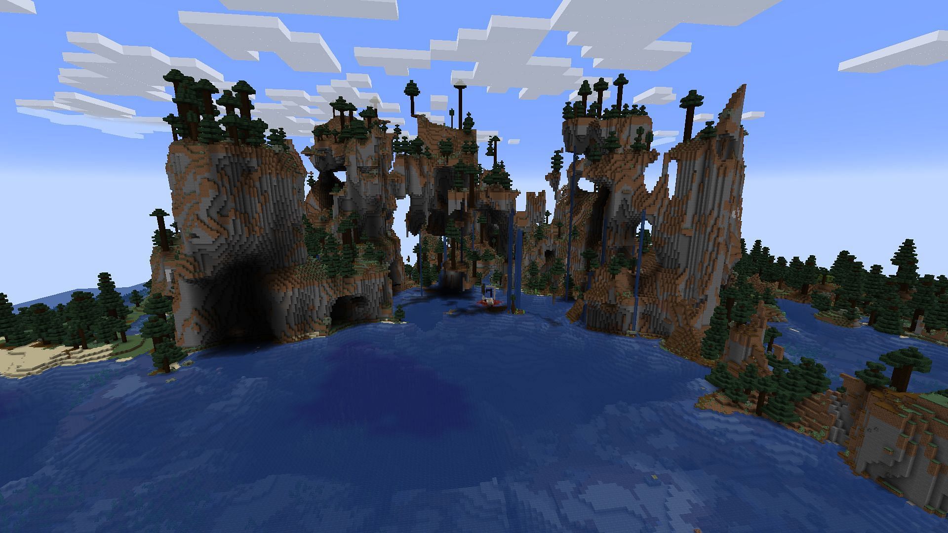 The spawn point at this Minecraft seed is one of the more awe-inspiring in recent memory (Image via Mojang)