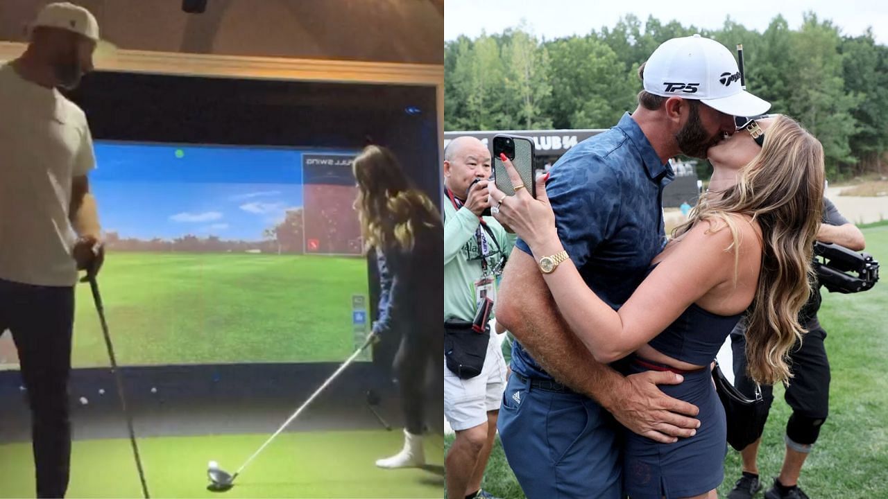 Dustin Johnson gave his wife a golf lesson last night
