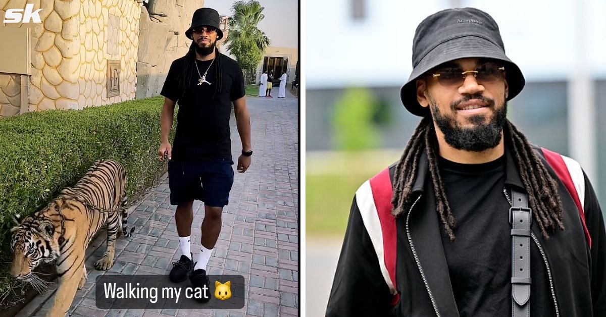 Ex-Manchester City star Jason Denayer walked a chained tiger on the streets of Dubai
