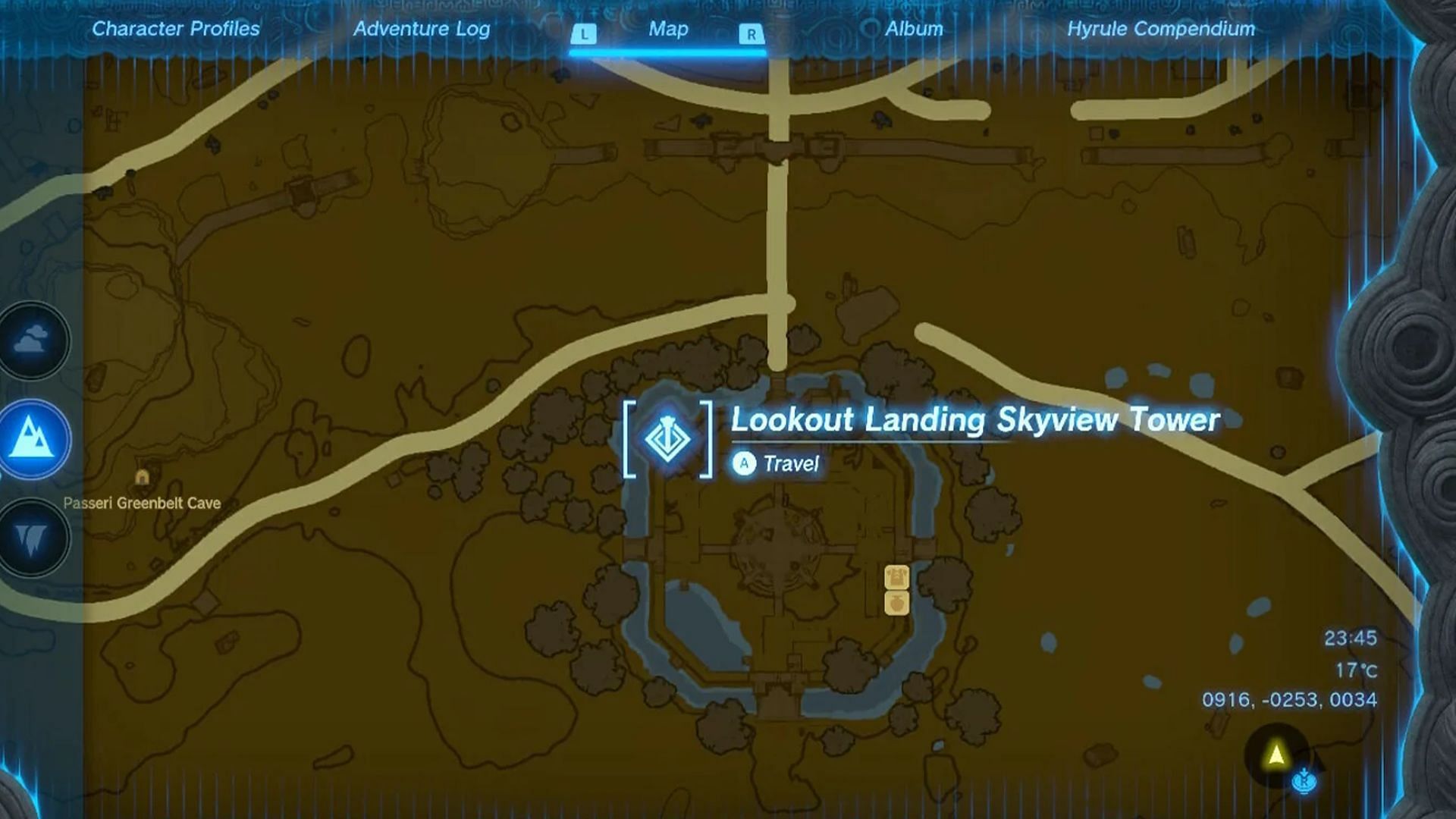 Lookout Landing Region as seen on the map (Image via Nintendo)